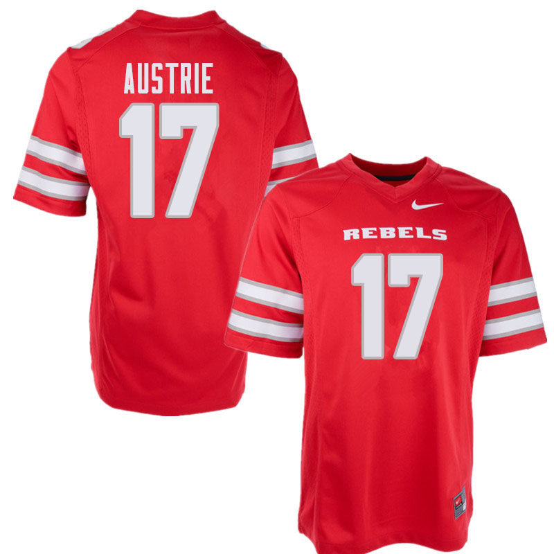 Men's UNLV Rebels #17 Evan Austrie College Football Jerseys Sale-Red